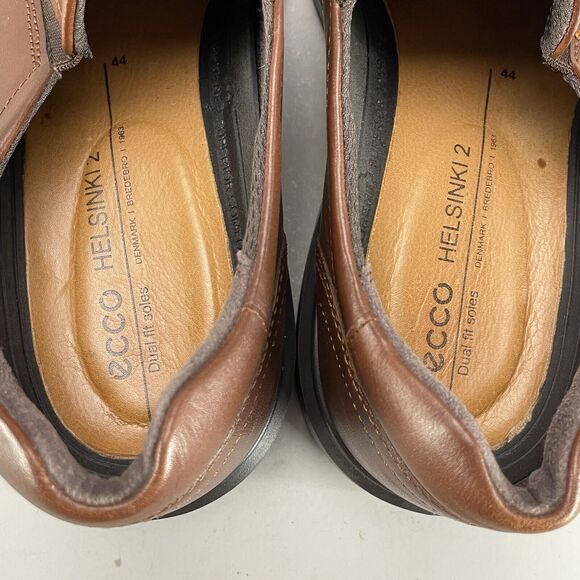 ECCO Helinski 2 Mens EU 44 US 10-10.5 Slip-on Brown Leather Dress Shoe Apron Toe - Picture 9 of 10